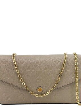Louis Vuitton  Felicie Pochette Monogram Empreinte Leather Crossbody Bag Beige